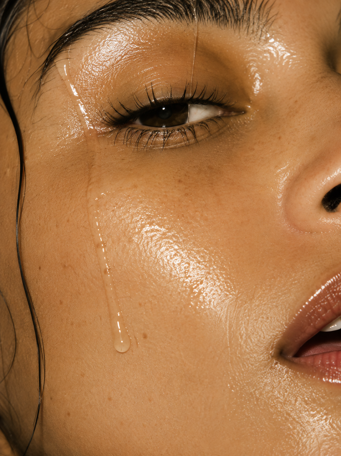 Macro detail of skin — visible pores and freckles